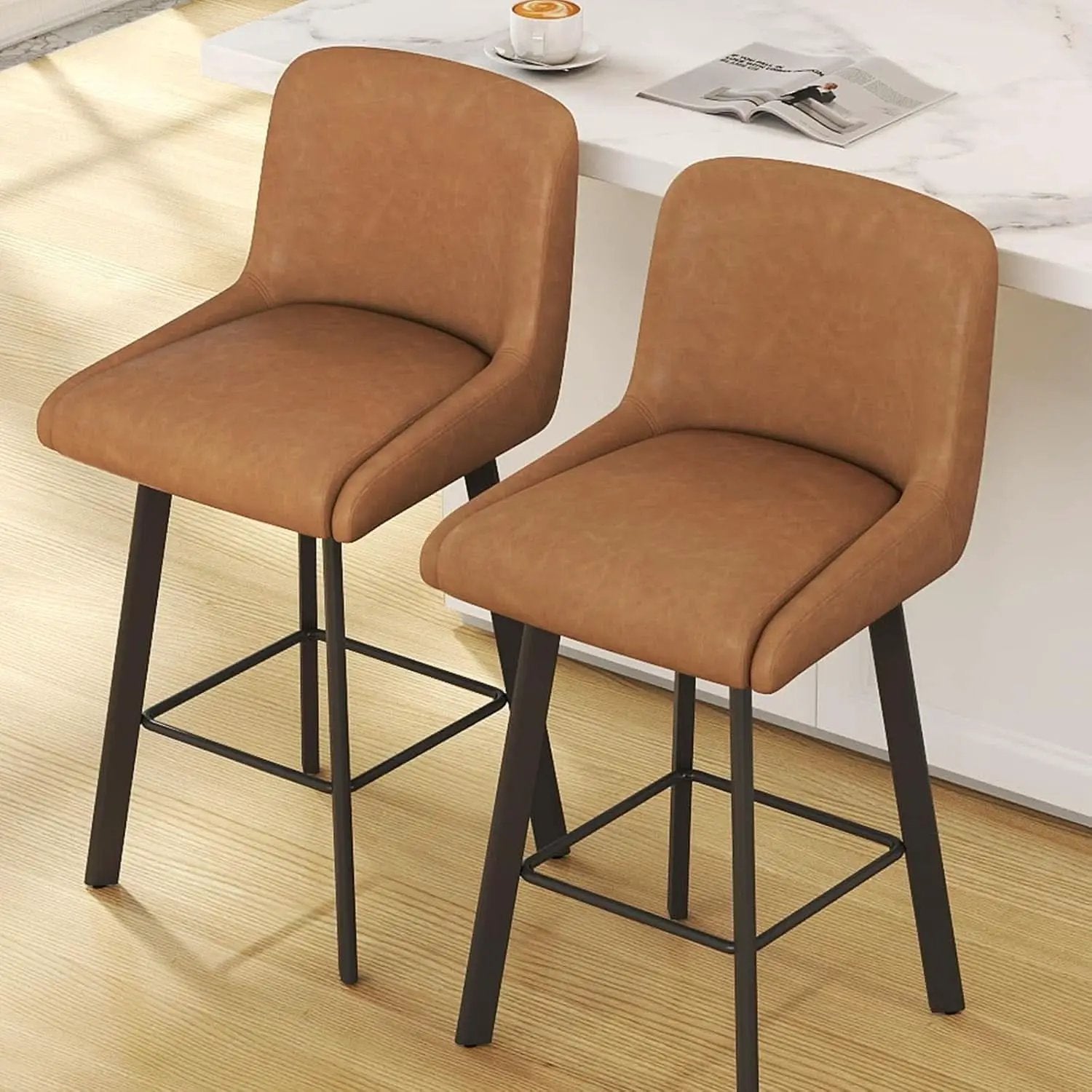 26 Inch Whiskey Brown Bar Stools Set Of 2 For Kitchen Island from PriceLows™