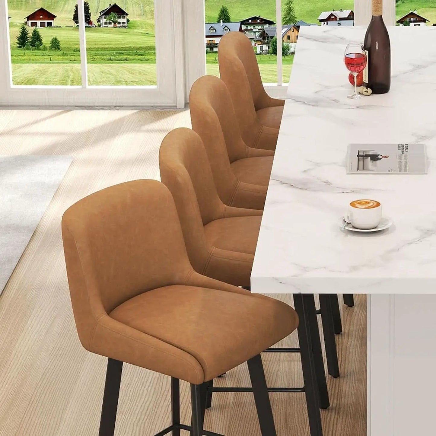 26 Inch Whiskey Brown Bar Stools Set Of 2 For Kitchen Island from PriceLows™