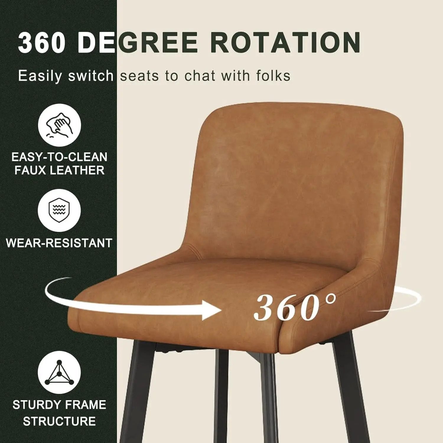 26 Inch Whiskey Brown Bar Stools Set Of 2 For Kitchen Island from PriceLows™
