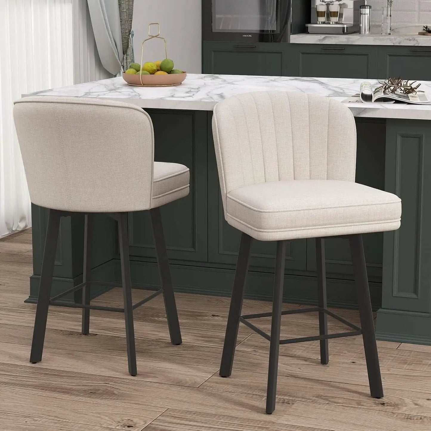 Swivel Counter Height Bar Stools Set Of 3 26 Inch Beige from PriceLows™