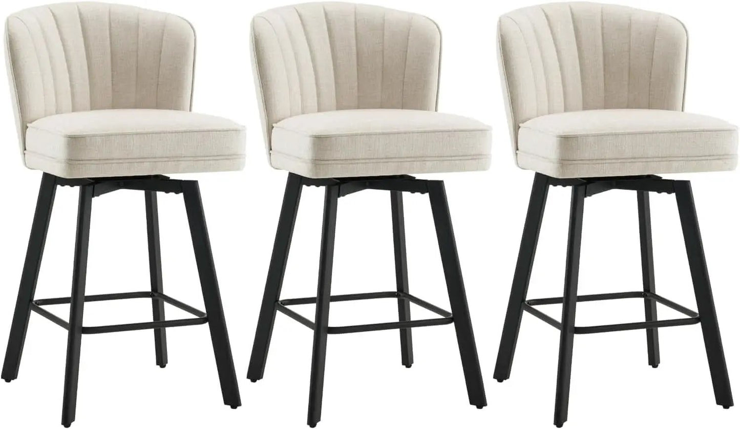 Swivel Counter Height Bar Stools Set Of 3 26 Inch Beige from PriceLows™