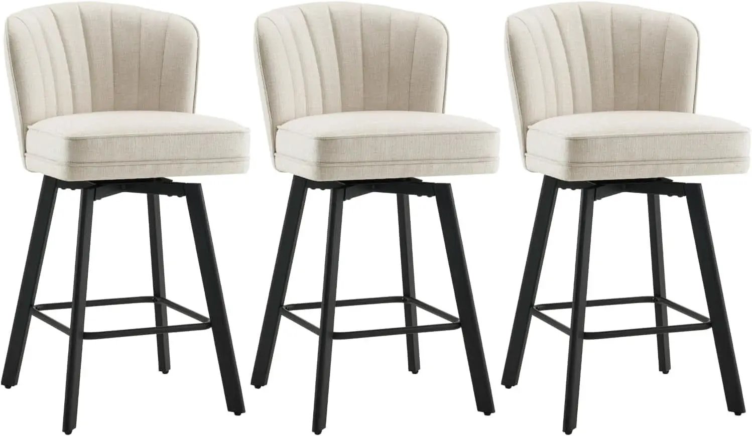 Swivel Counter Height Bar Stools Set Of 3 26 Inch Beige from PriceLows™