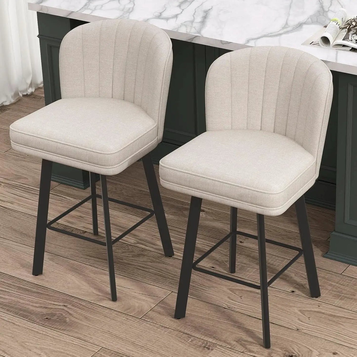 Swivel Counter Height Bar Stools Set Of 3 26 Inch Beige from PriceLows™