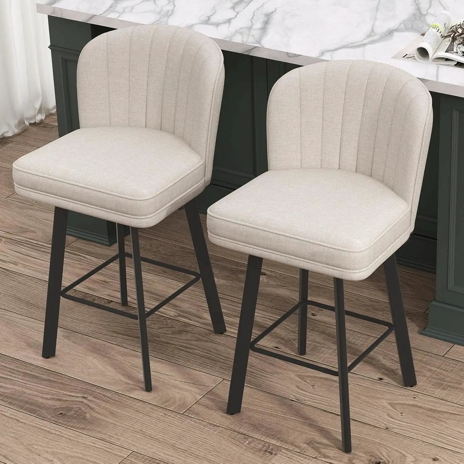 Swivel Counter Height Bar Stools Set Of 3 26 Inch Beige from PriceLows™