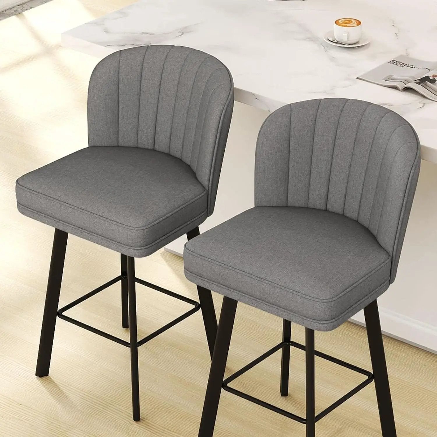 26 Counter Height Bar Stools Set Of 3 Gray Faux Leather from PriceLows™
