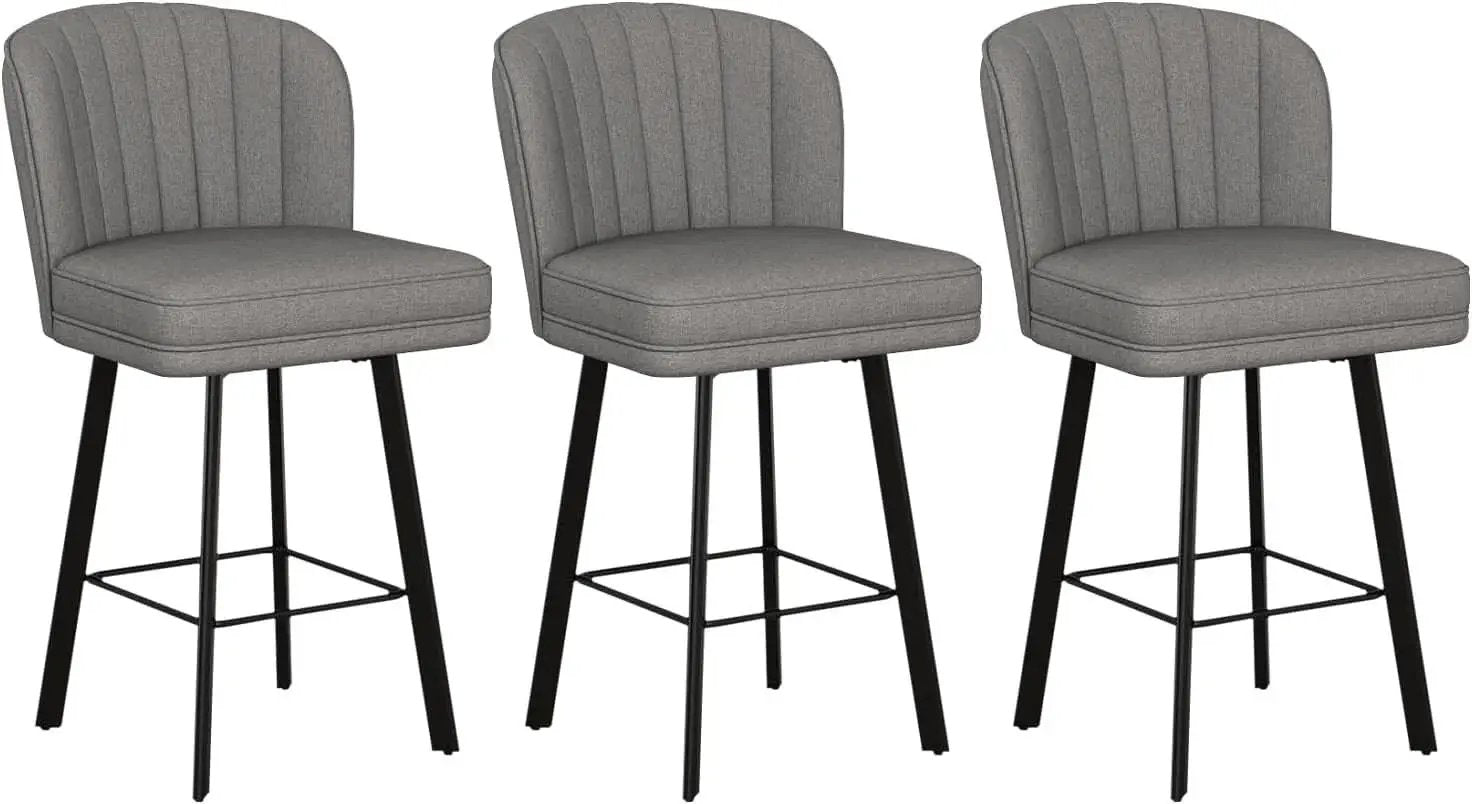 26 Counter Height Bar Stools Set Of 3 Gray Faux Leather from PriceLows™