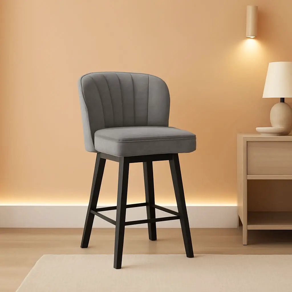 26 Counter Height Bar Stools Set Of 3 Gray Faux Leather from PriceLows™