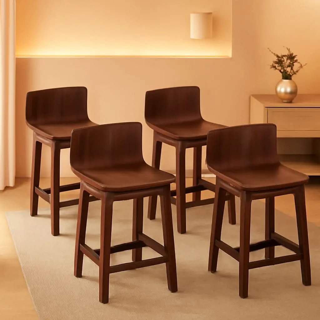 Walnut Swivel Bar Stools Set Of 4 Counter Height Kitchen from PriceLows™