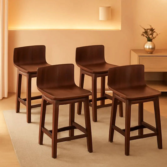 Walnut Swivel Bar Stools Set Of 4 Counter Height Kitchen from PriceLows™