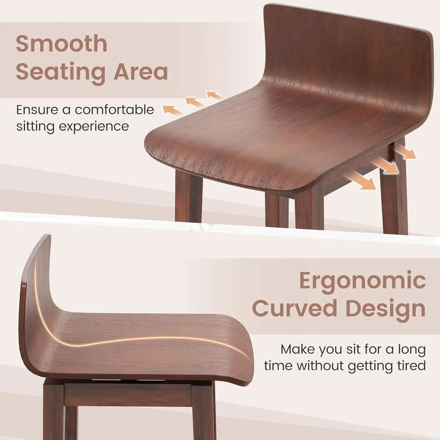 Walnut Swivel Bar Stools Set Of 4 Counter Height Kitchen from PriceLows™
