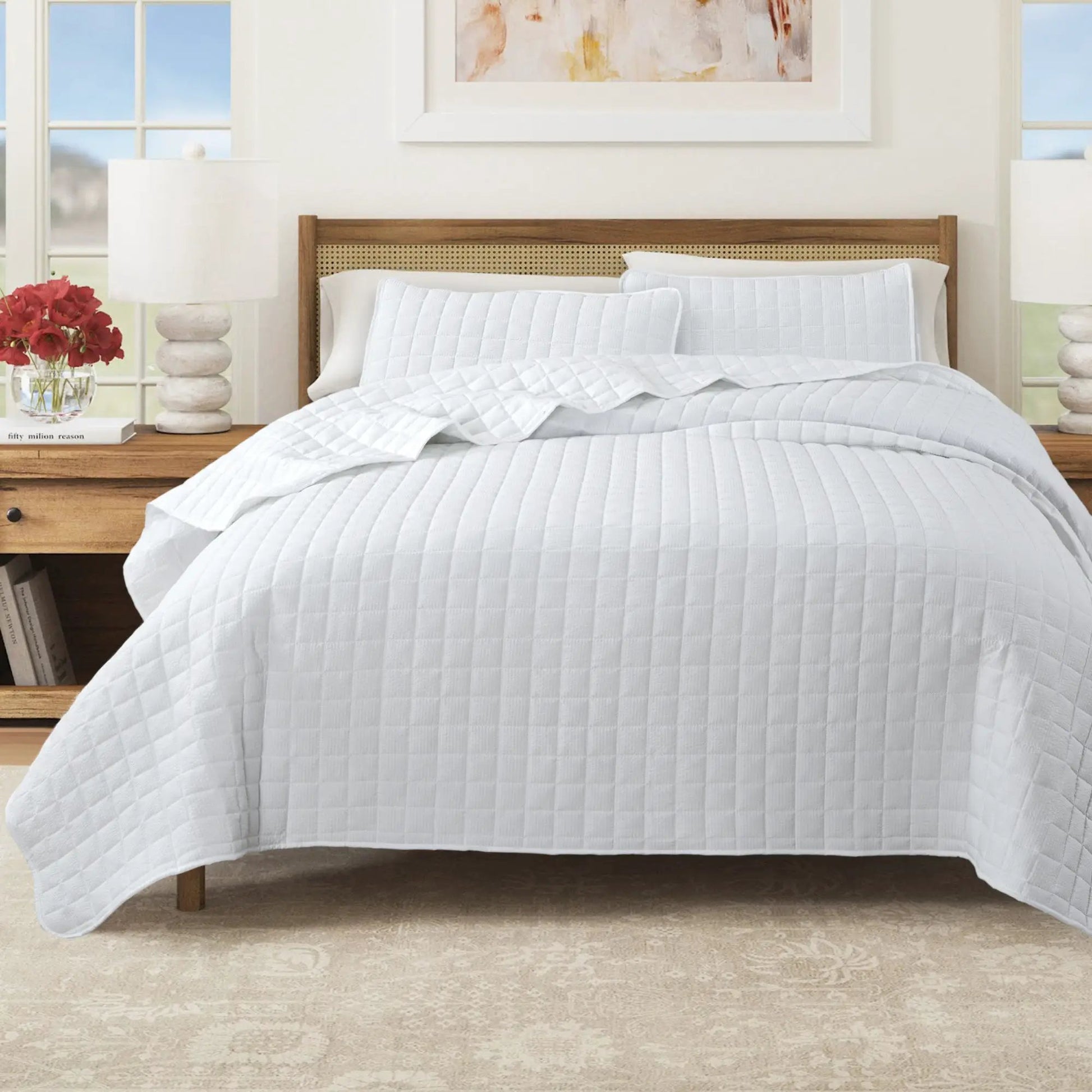 Box-Stitched Seersucker Quilt Set - Seersucker Collection from PriceLows™