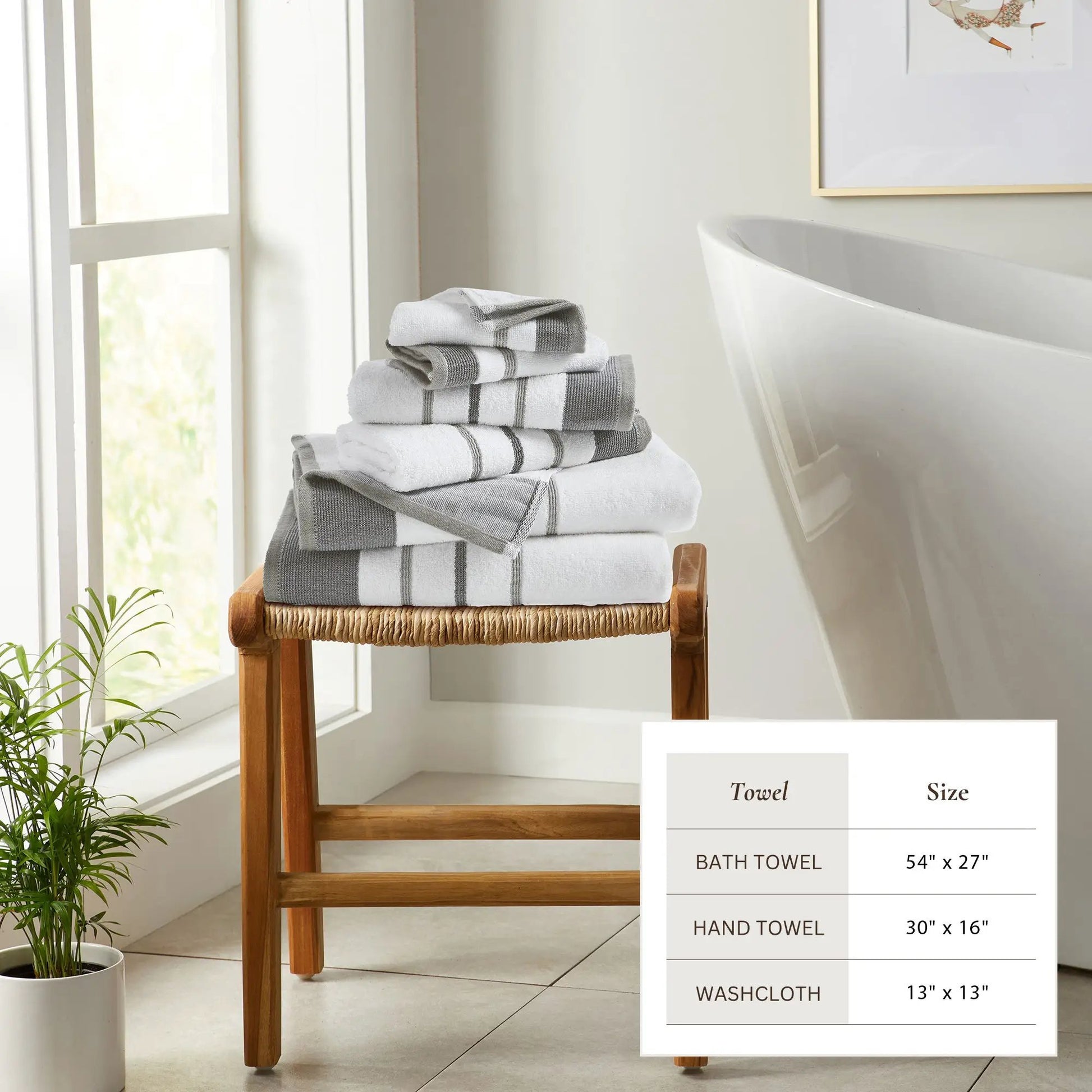 Decorative Cotton Stripe Bath Towel Set - Noelle Collection from PriceLows™