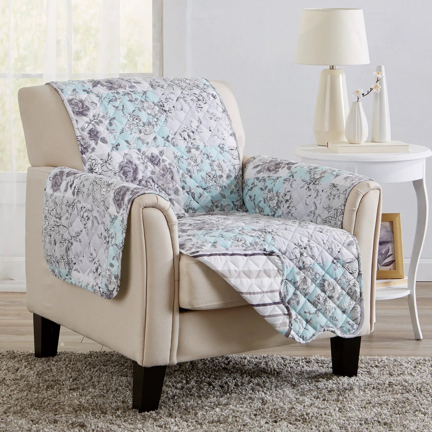 Reversible Floral Patchwork Furniture Protector - Maribel Collection from PriceLows™