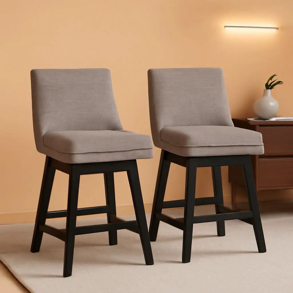Tallenger 25 Inch Upholstered Swivel Bar Stool Light Gray from PriceLows™
