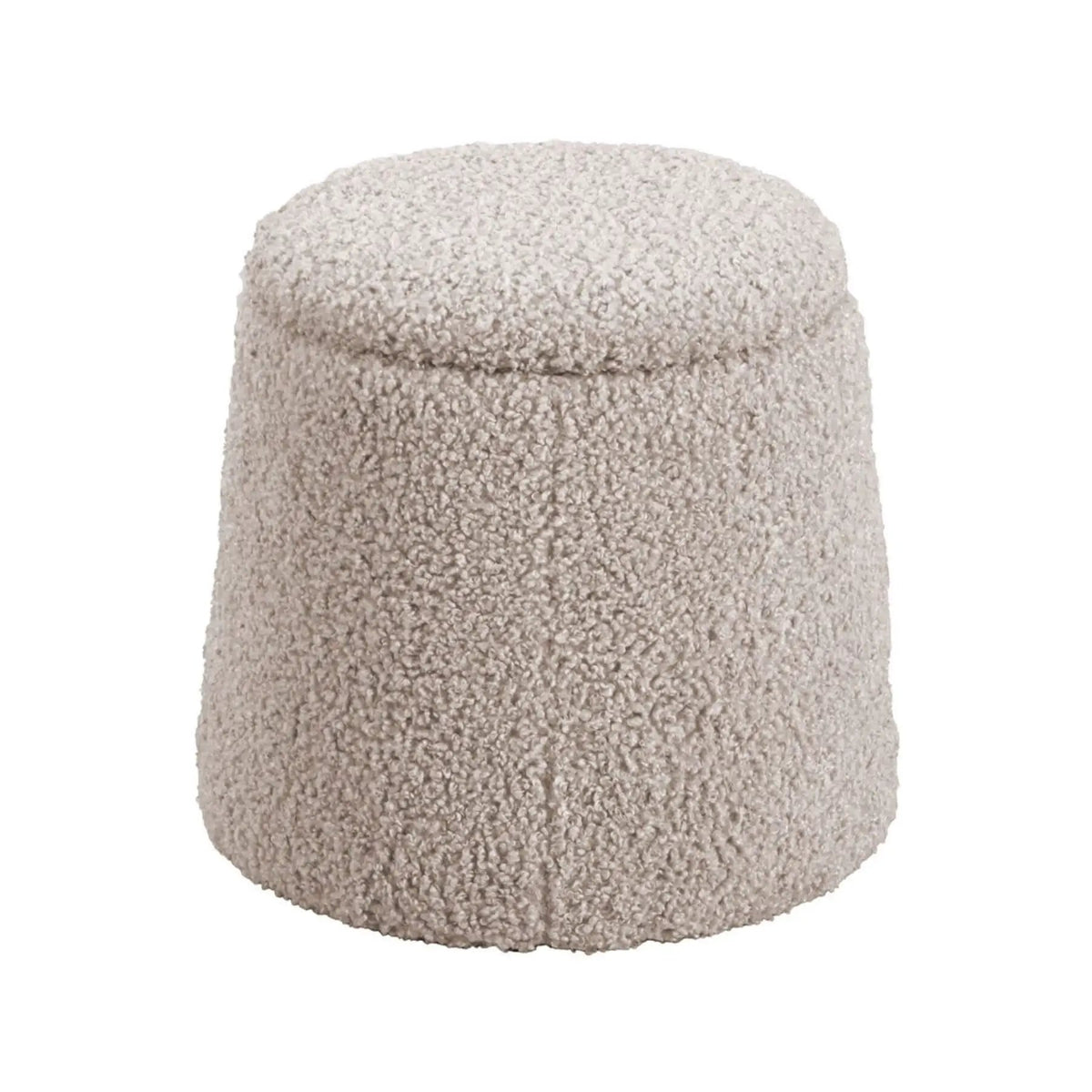Round Storage Ottoman | Beige Boucle Fabric | Lift Top Design