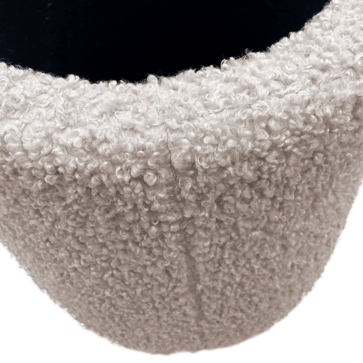 Round Storage Ottoman | Beige Boucle Fabric | Lift Top Design