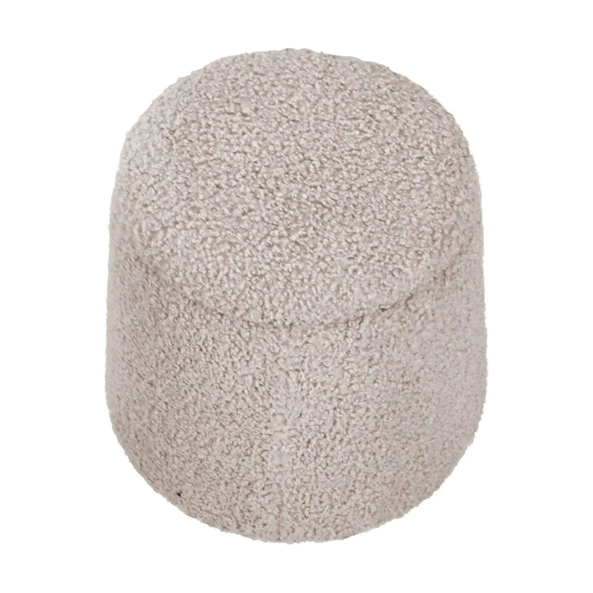 Round Storage Ottoman | Beige Boucle Fabric | Lift Top Design
