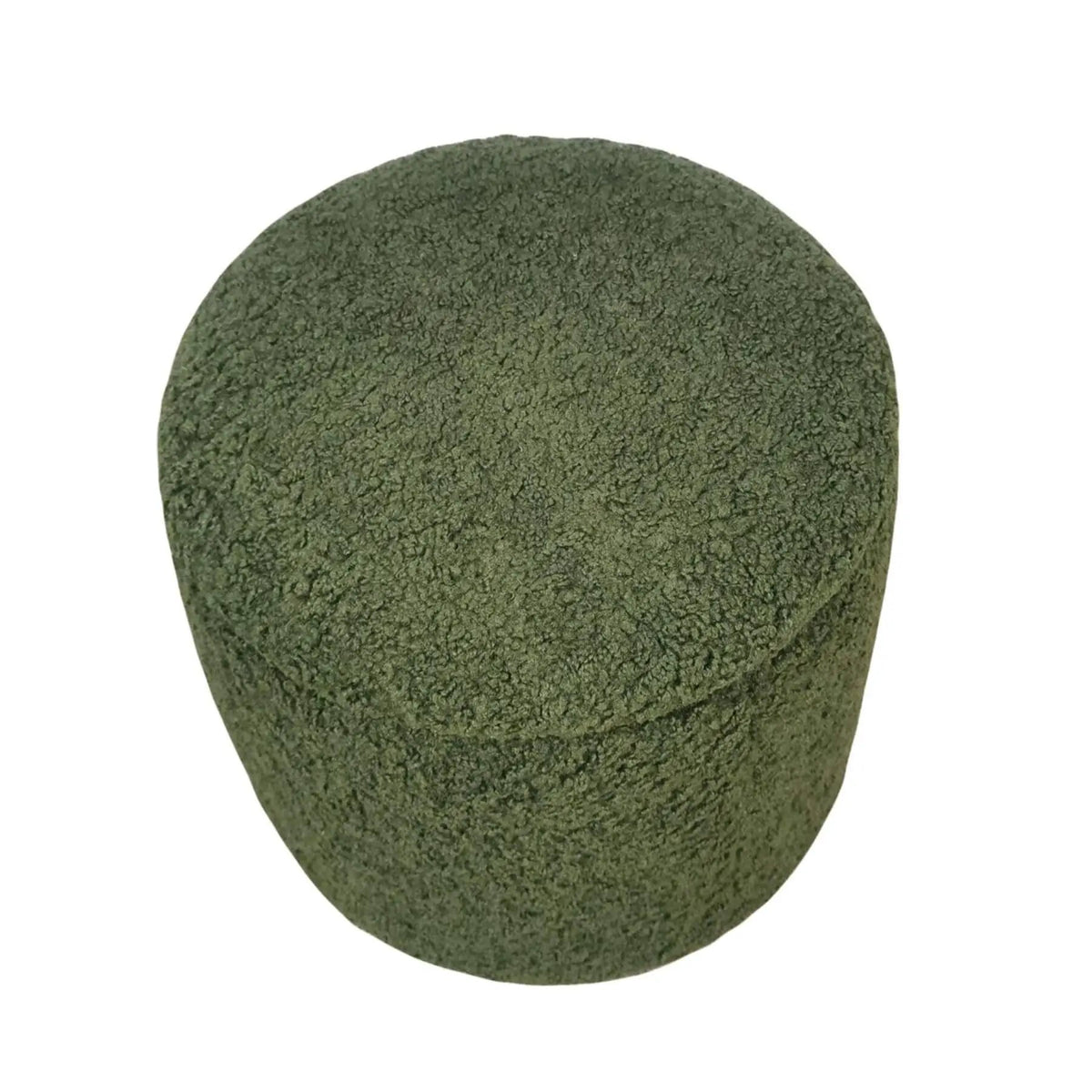 Round Storage Ottoman | Beige Boucle Fabric | Lift Top Design