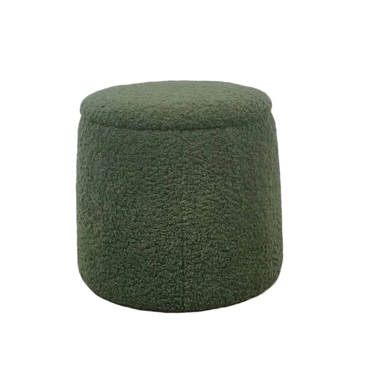 Round Storage Ottoman | Beige Boucle Fabric | Lift Top Design