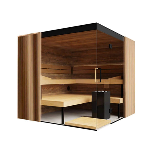 ThermaSol Aalto 4-Person Indoor Semi Panoramic Glass Sauna Cabin [14-AALTODL\R] | 4-Person | Glass | Outdoor Living
