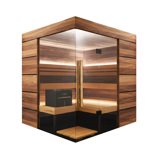 ThermaSol Astra 4-Person Indoor Semi Panoramic Glass Sauna Cabin [14-ASTRADL\R] | 4-Person | Glass | Outdoor Living
