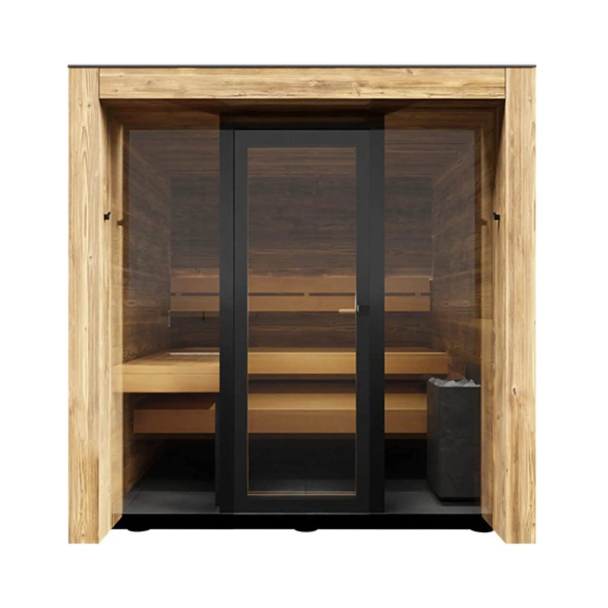 ThermaSol Fortis Fully-Assembled 4-Person Outdoor Sauna Cabin | 4-Person | Glass | Outdoor Living