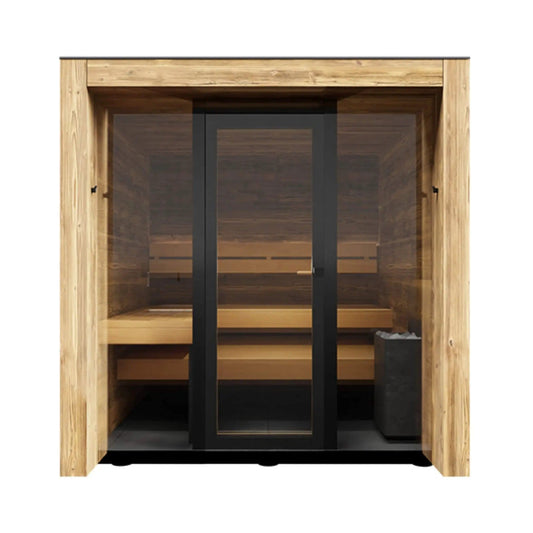 ThermaSol Fortis Fully-Assembled 4-Person Outdoor Sauna Cabin | 4-Person | Glass | Outdoor Living