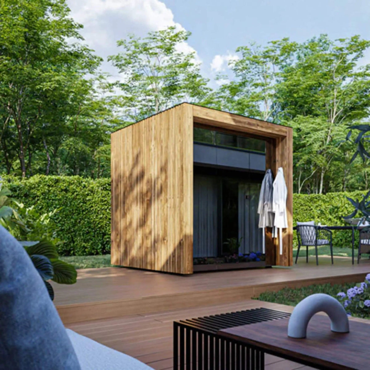 ThermaSol Fortis Fully-Assembled 4-Person Outdoor Sauna Cabin | 4-Person | Glass | Outdoor Living