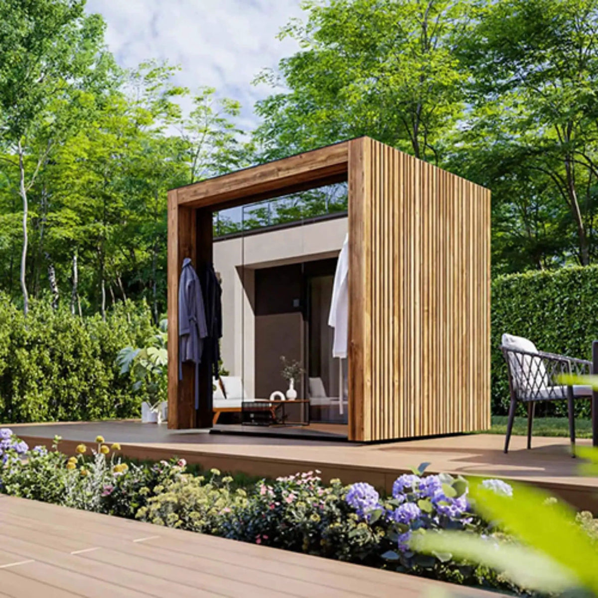 ThermaSol Fortis Fully-Assembled 4-Person Outdoor Sauna Cabin | 4-Person | Glass | Outdoor Living