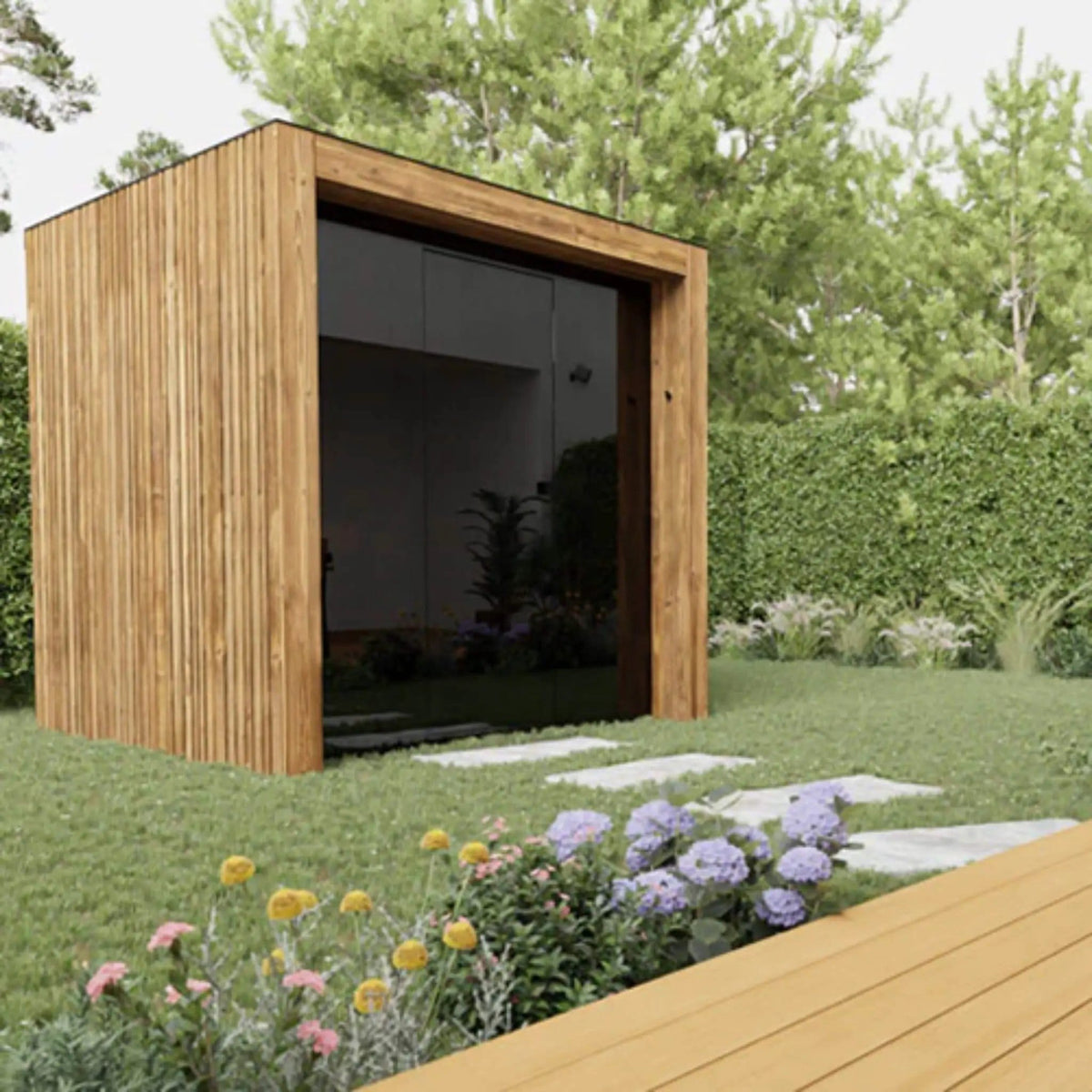 ThermaSol Fortis Fully-Assembled 4-Person Outdoor Sauna Cabin | 4-Person | Glass | Outdoor Living