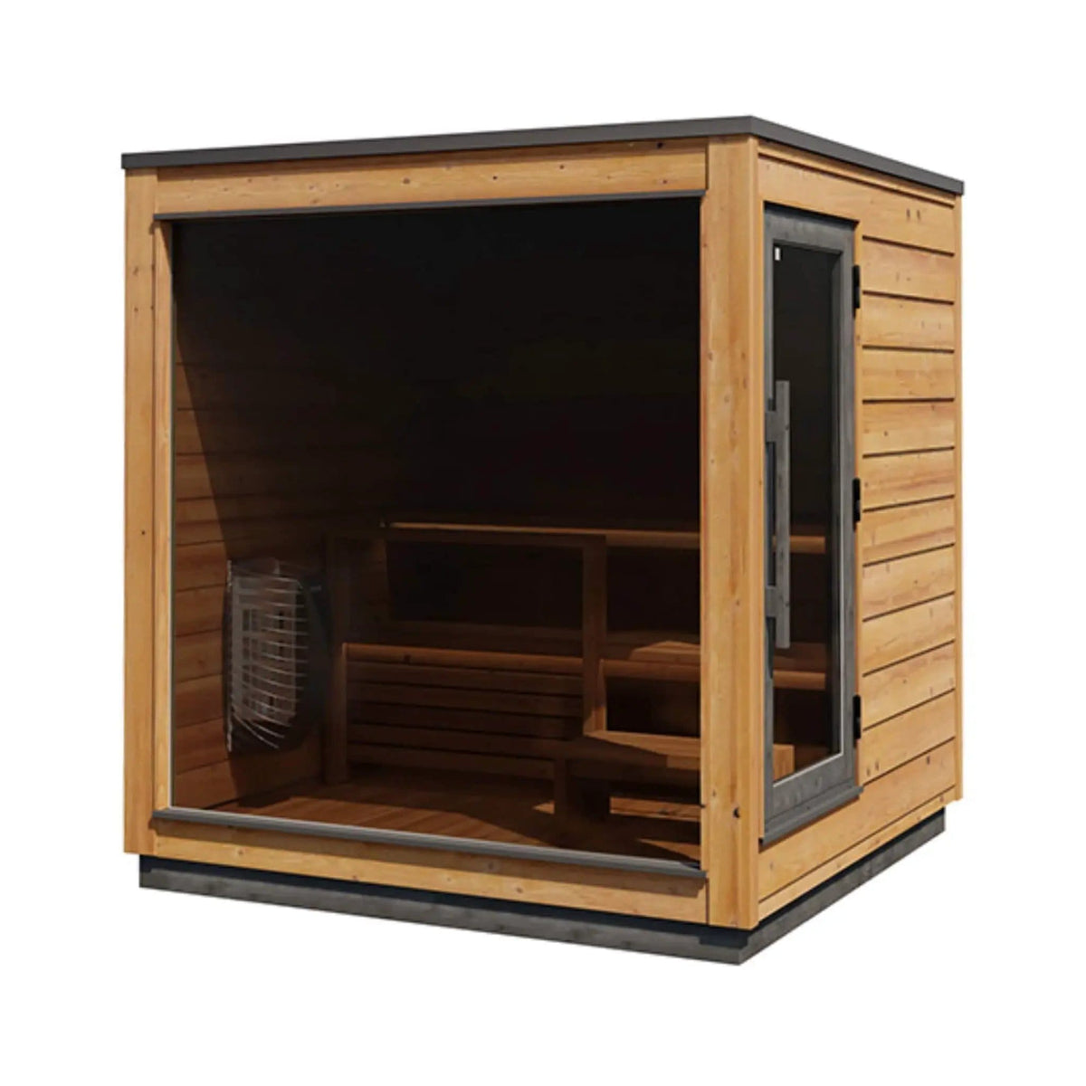 ThermaSol Nordic Dawn 4-Person Fully-Assembled Outdoor Sauna Cabin | 4-Person | Glass | Outdoor Living