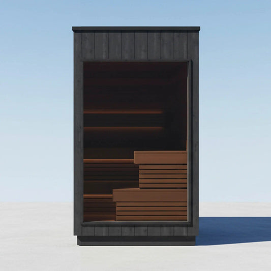 ThermaSol Nordic Misty 2-5 Person Fully-Assembled Outdoor Modular Sauna Cabin | 5-Person | Glass | Outdoor Living