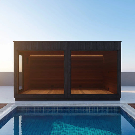 ThermaSol Nordic Misty XL 1-Entrance Outdoor Sauna Lounge | Spruce | Outdoor Living Use | Outdoor Living