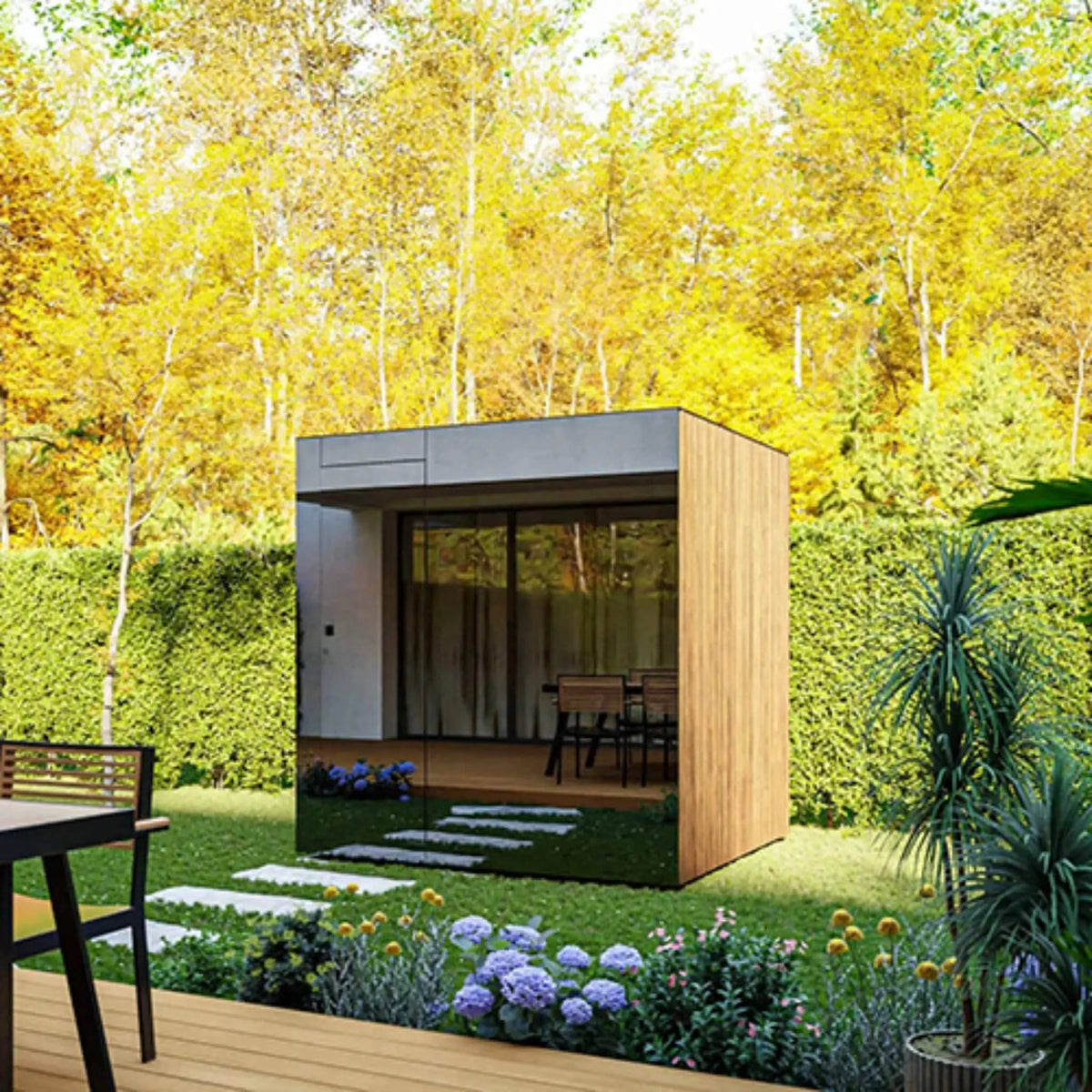 ThermaSol Spectra 4-Person Fully-Assembled Outdoor Sauna Cabin | 4-Person | Glass | Outdoor Living