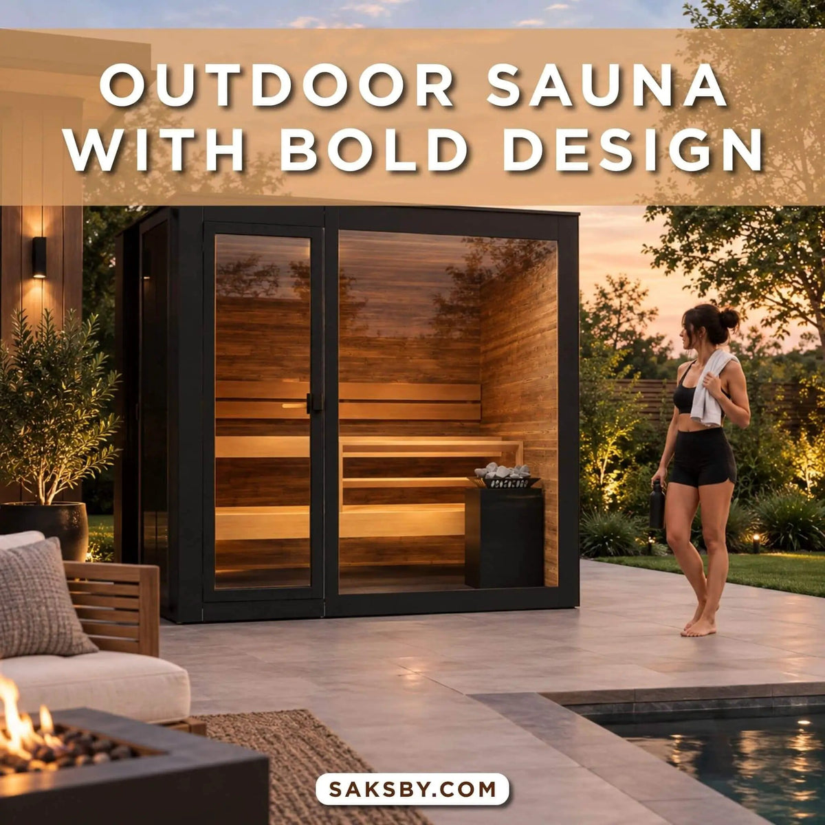 ThermaSol Spectra 4-Person Fully-Assembled Outdoor Sauna Cabin | 4-Person | Glass | Outdoor Living