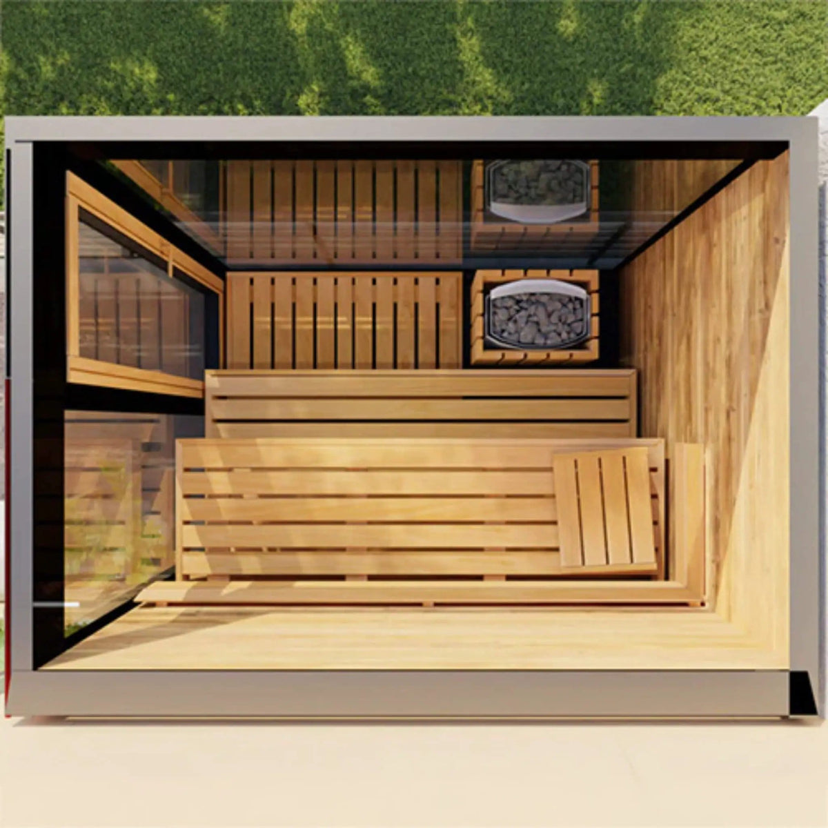 ThermaSol Vera 3-Person Fully-Assembled Outdoor Sauna Cabin | 3-Person | Glass | Outdoor Living