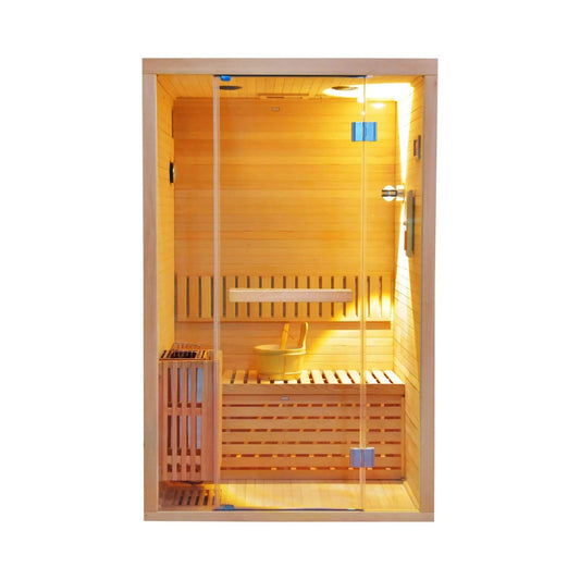 Alpine Premium 2-Person 3KW Hemlock Wood Sauna With LED Wall Light | 2-Person | 3 kW | Outdoor Living