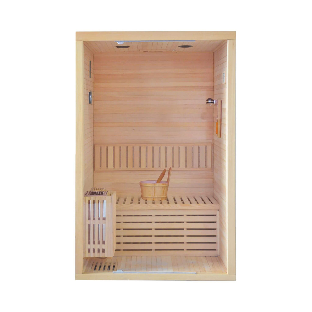 Alpine Premium 2-Person 3KW Hemlock Wood Sauna With LED Wall Light | 2-Person | 3 kW | Outdoor Living