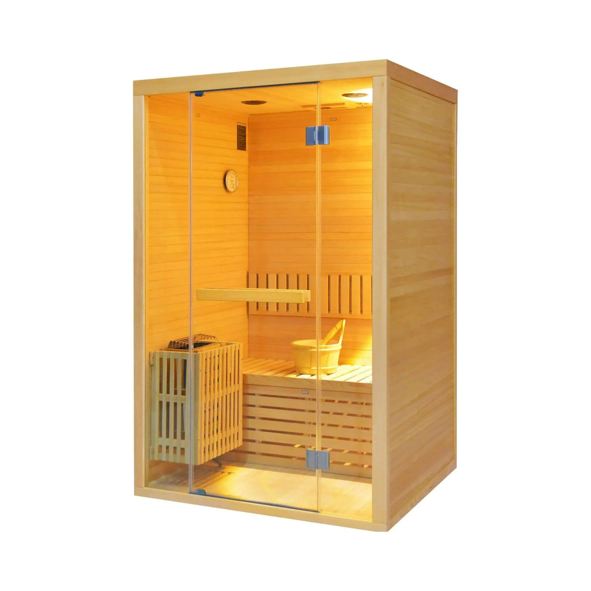 Alpine Premium 2-Person 3KW Hemlock Wood Sauna With LED Wall Light | 2-Person | 3 kW | Outdoor Living