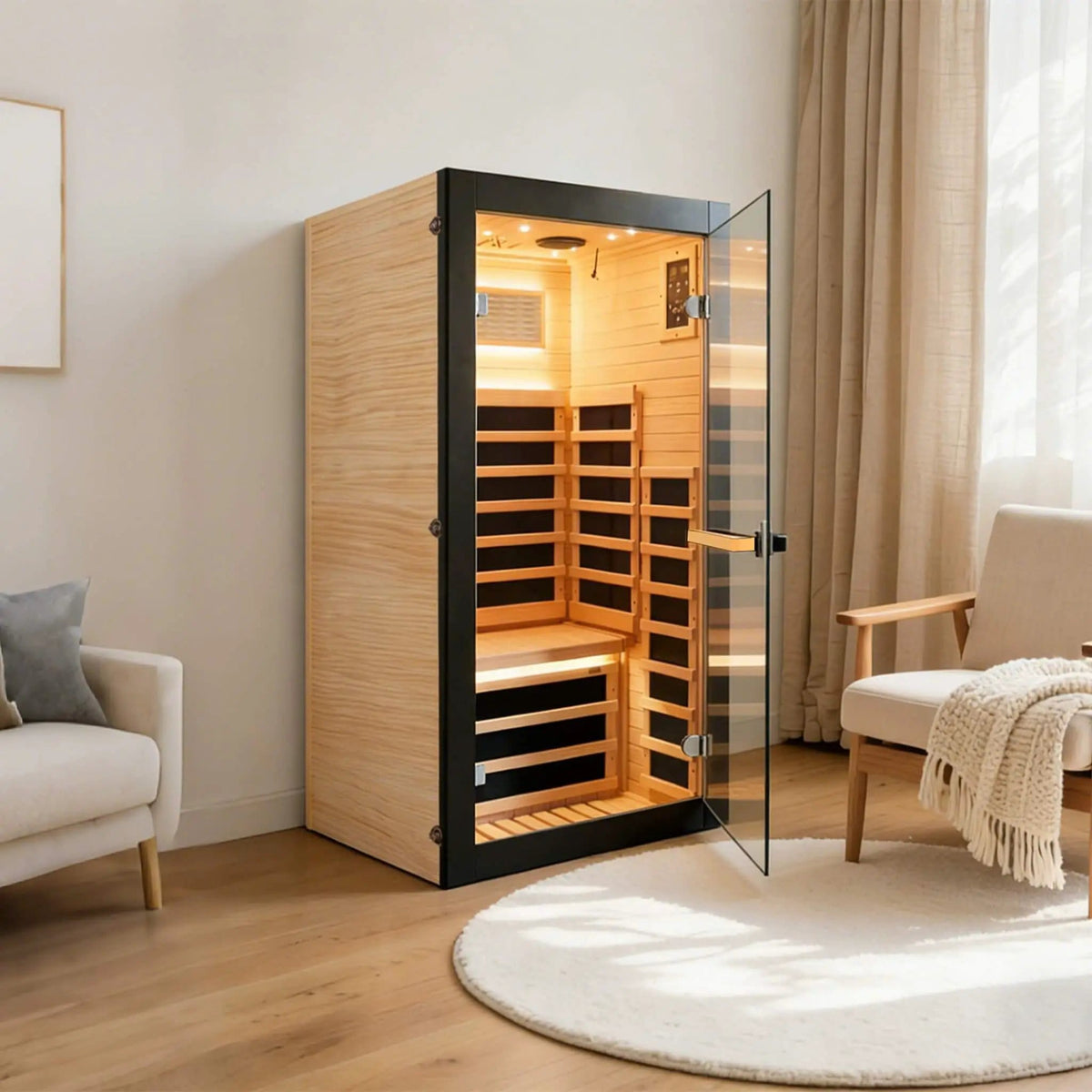 Solara Single-Person Chilean Pine Infrared Sauna Cabin | Outdoor Living Use | Everyday Use | Outdoor Living