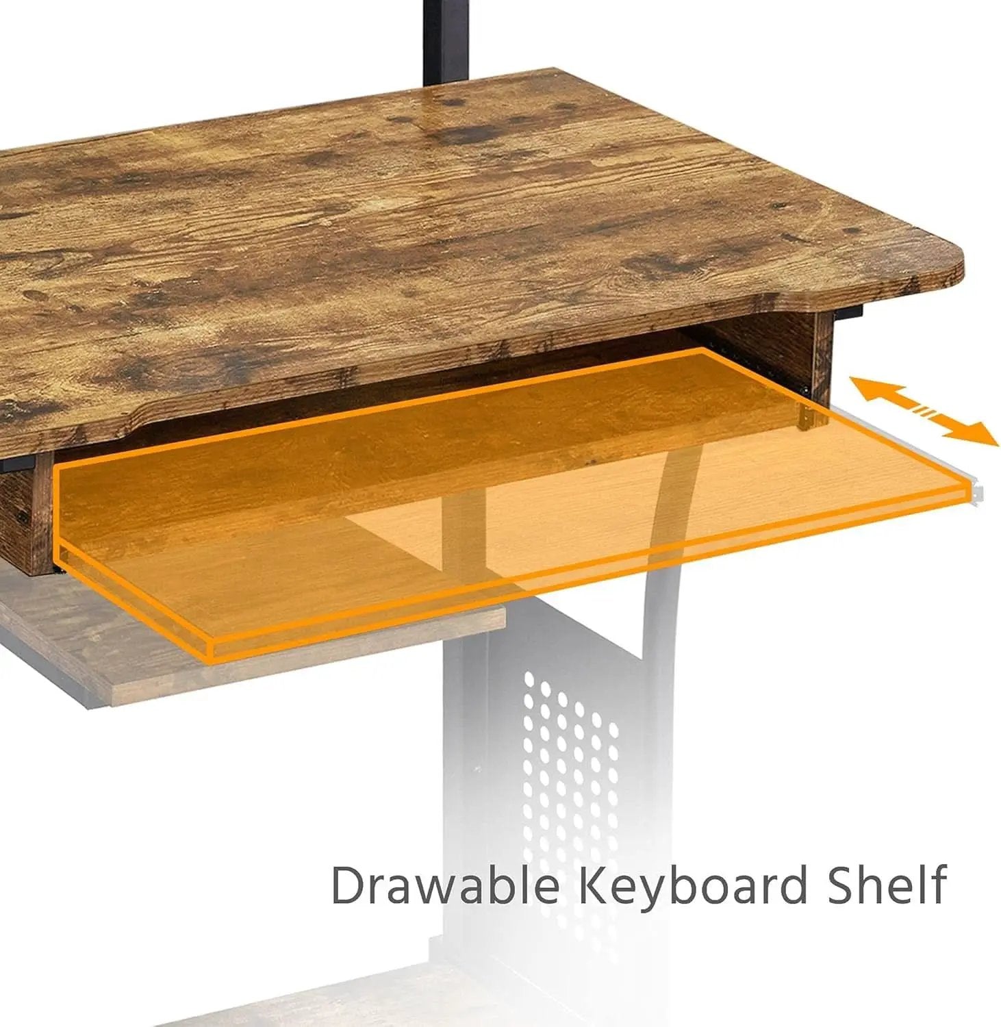 Three Tier Rolling Computer Desk with Keyboard Tray from PriceLows™