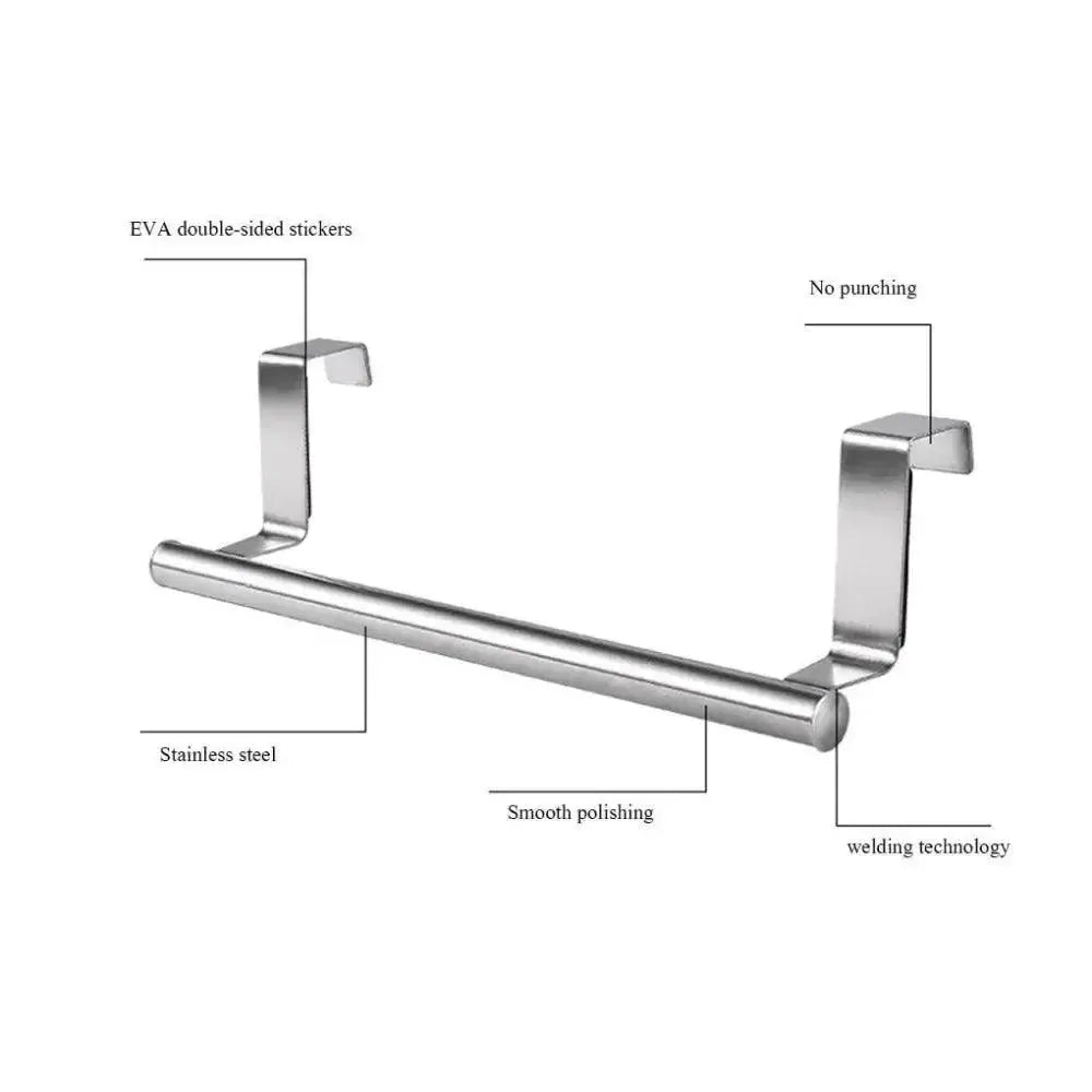 Over Door Towel Bar | Stainless Steel | No Drill Mount | Standard