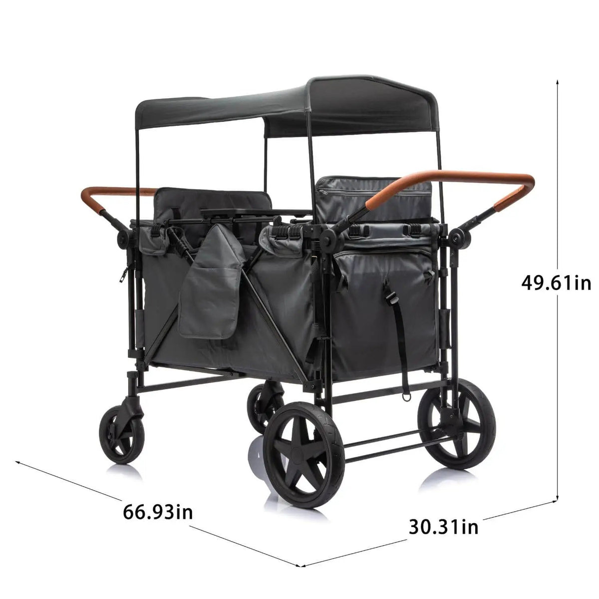 Wagon Stroller | 4-Seater Design | 212 Lb Capacity | Gray