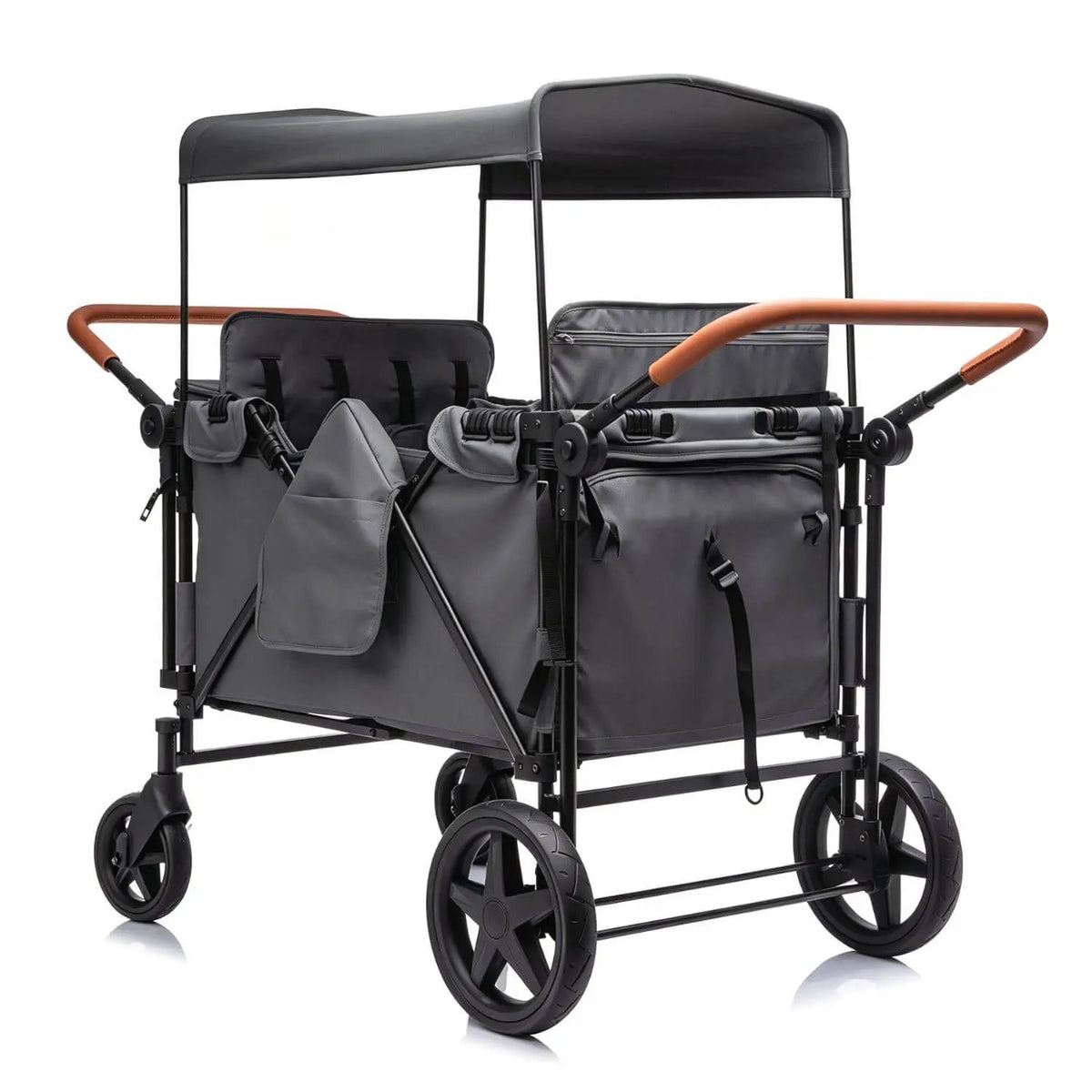 Wagon Stroller | 4-Seater Design | 212 Lb Capacity | Gray