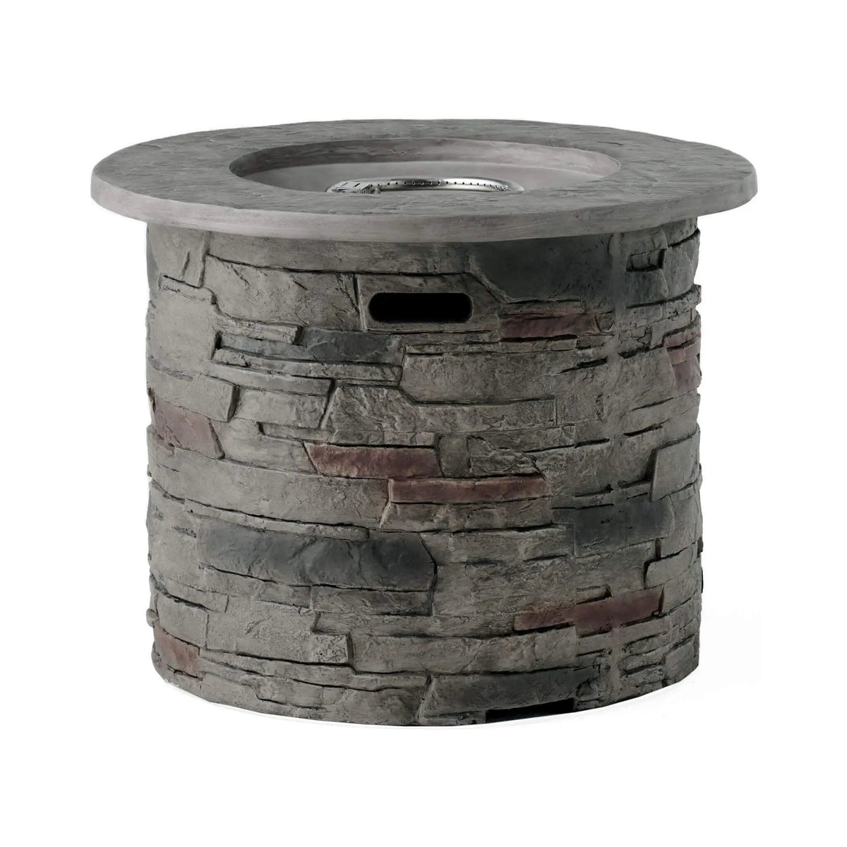 Concrete Propane Fire Pit Table | 32 Inch Round | Transitional Gray Finish | Rust-Resistant Materials