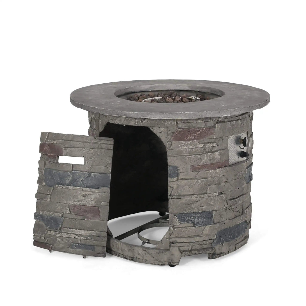 Concrete Propane Fire Pit Table | 32 Inch Round | Transitional Gray Finish | Rust-Resistant Materials