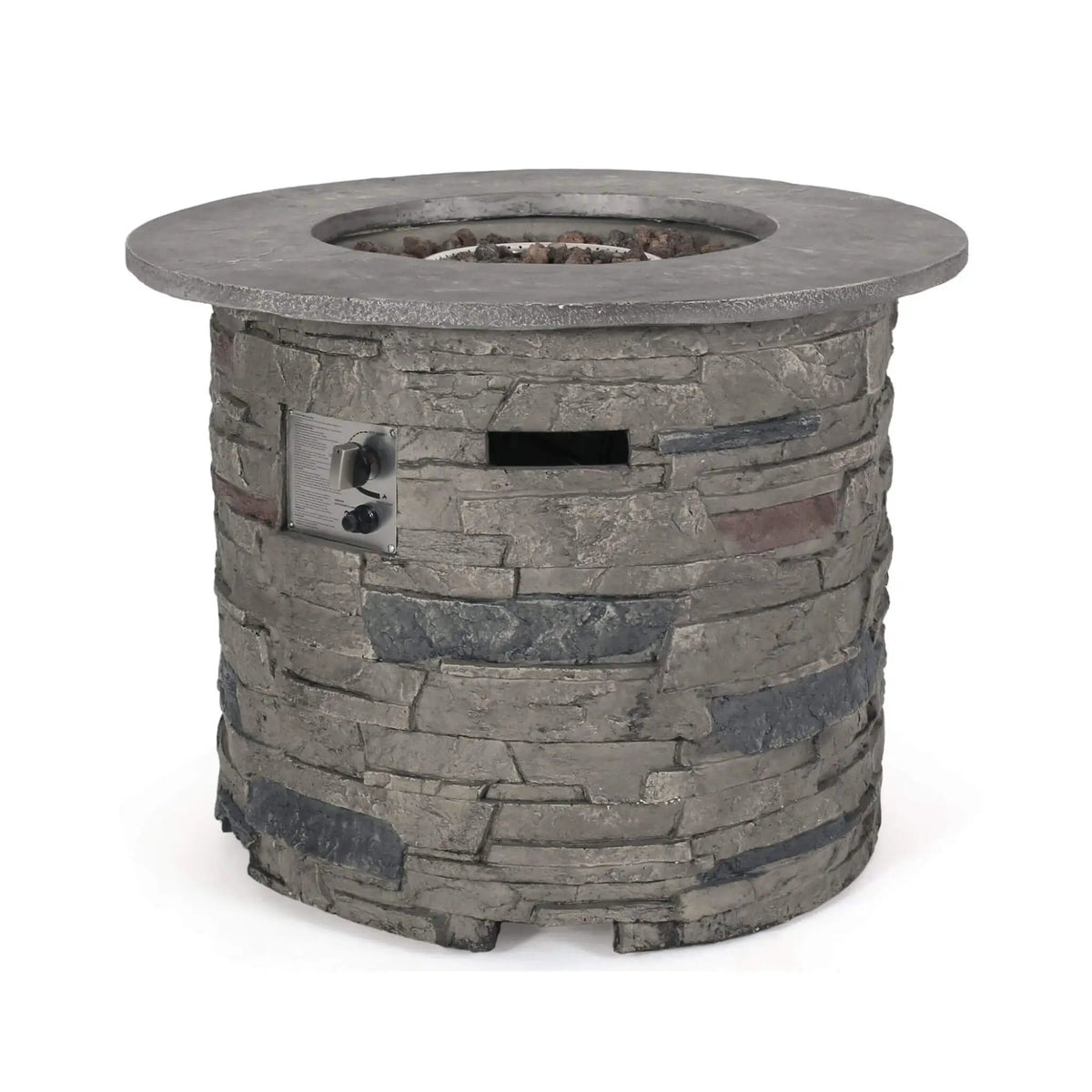 Concrete Propane Fire Pit Table | 32 Inch Round | Transitional Gray Finish | Rust-Resistant Materials