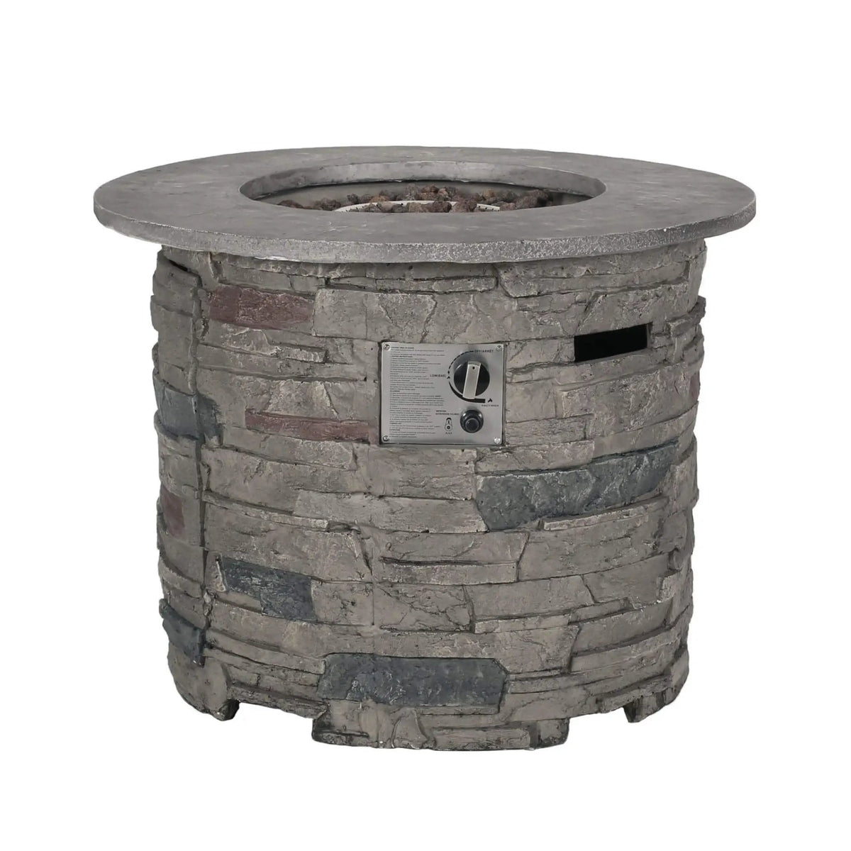 Concrete Propane Fire Pit Table | 32 Inch Round | Transitional Gray Finish | Rust-Resistant Materials