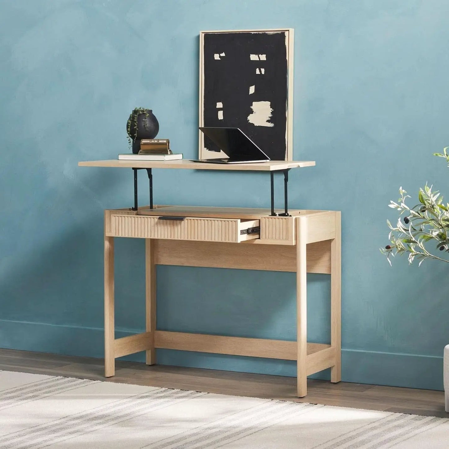 Transitional Lift-Top Desk With Storage And Adjustable Height from PriceLows™