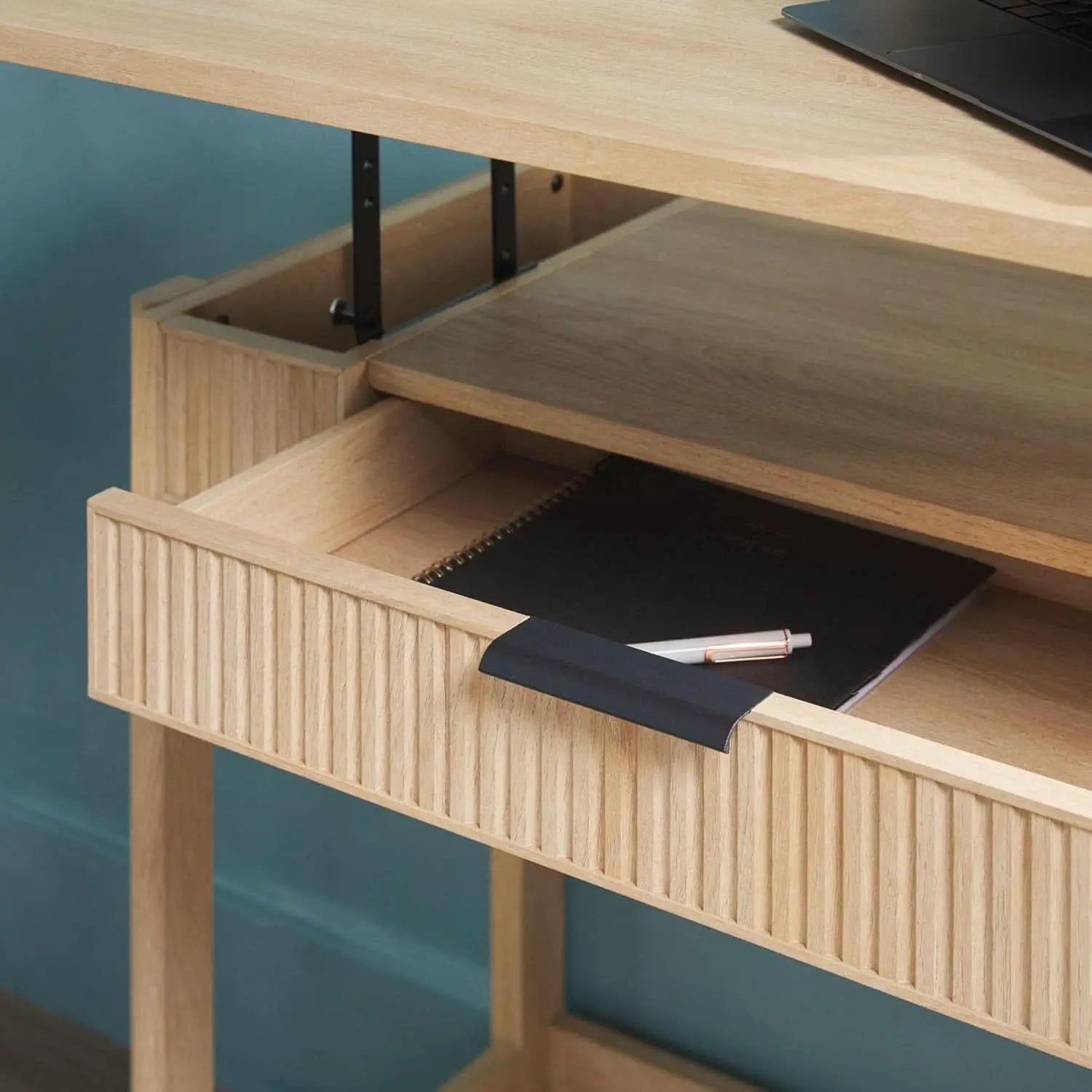 Transitional Lift-Top Desk With Storage And Adjustable Height from PriceLows™